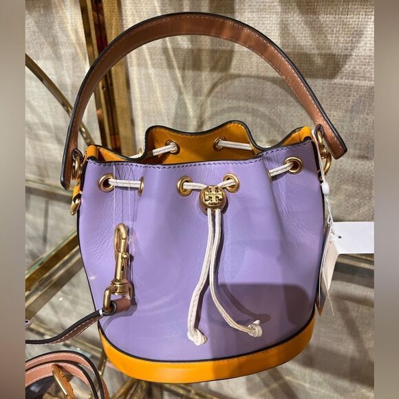 Tory Burch T Monogram Color - Block Bucket Bag, Thistle‎ Mix, Style 88157 - Picture 5 of 16